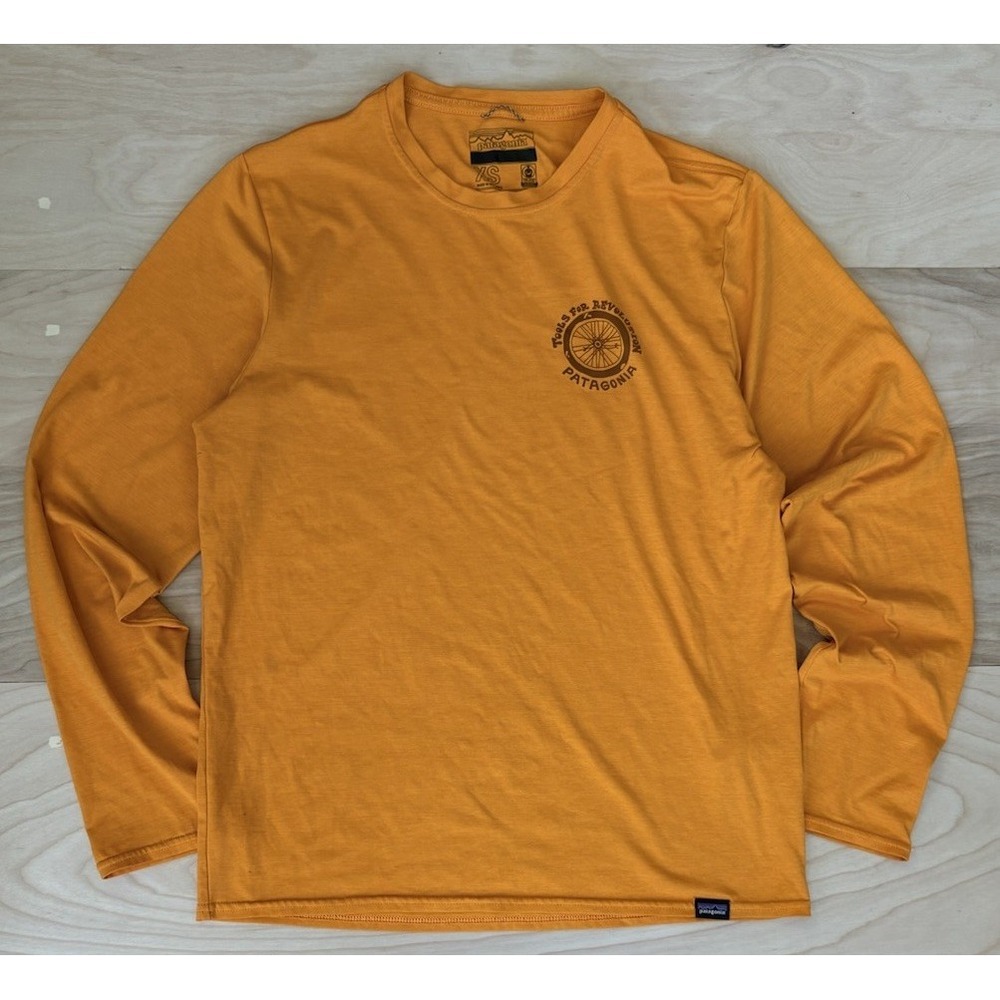 Patagonia Long Sleeve Capilene Cool Daily Graphic Shirt Men's XS Orange Outdoor